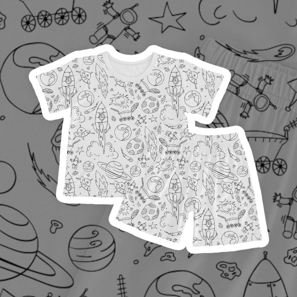 Colour Me In Out in Space Shorts and Tshirt