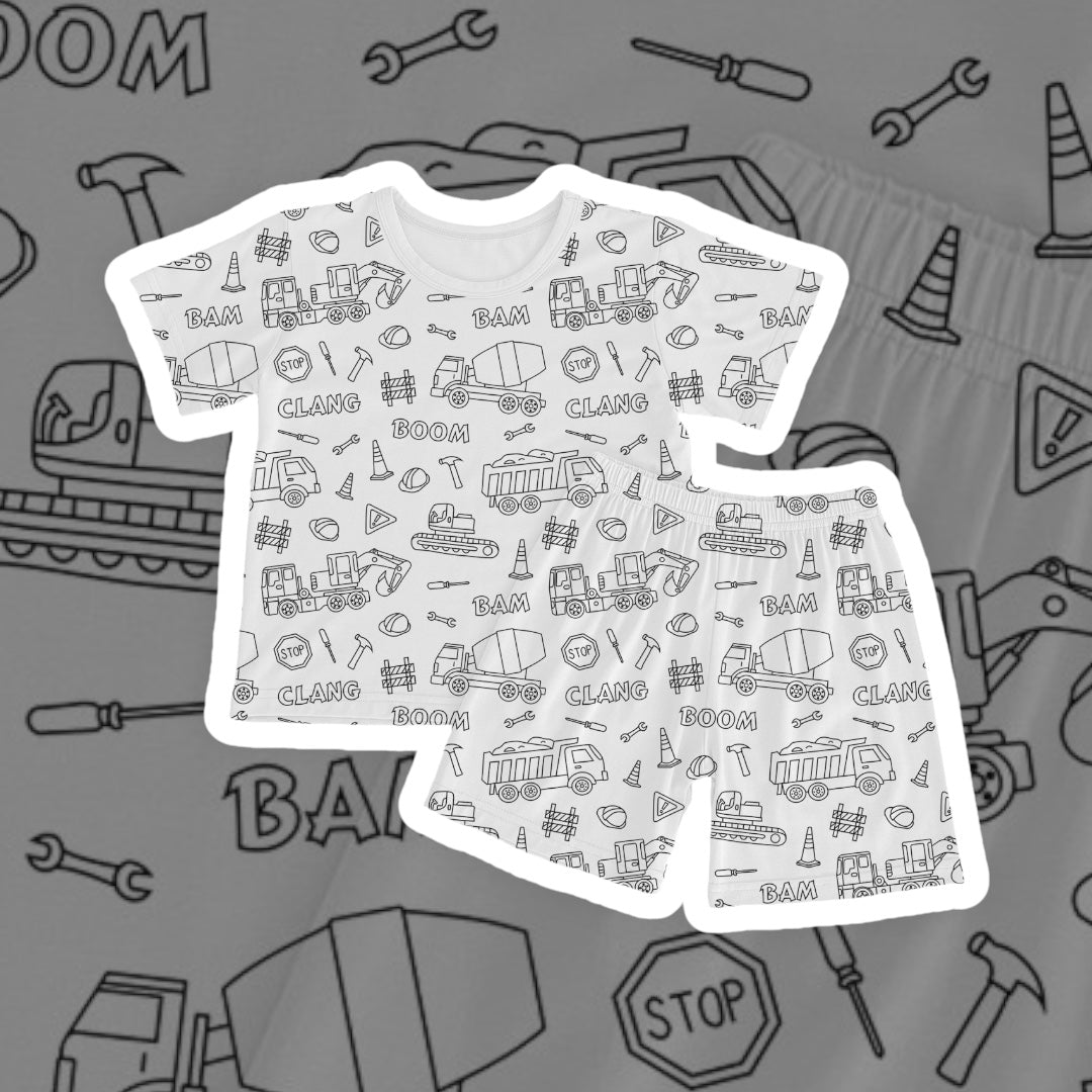 Colour Me In Construction Shorts and Tshirt