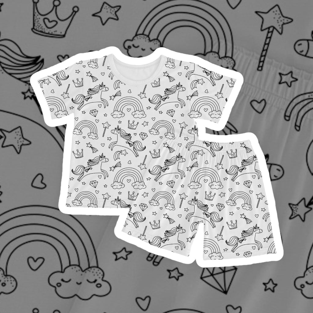 Colour Me In Unicorn Shorts and T-shirt