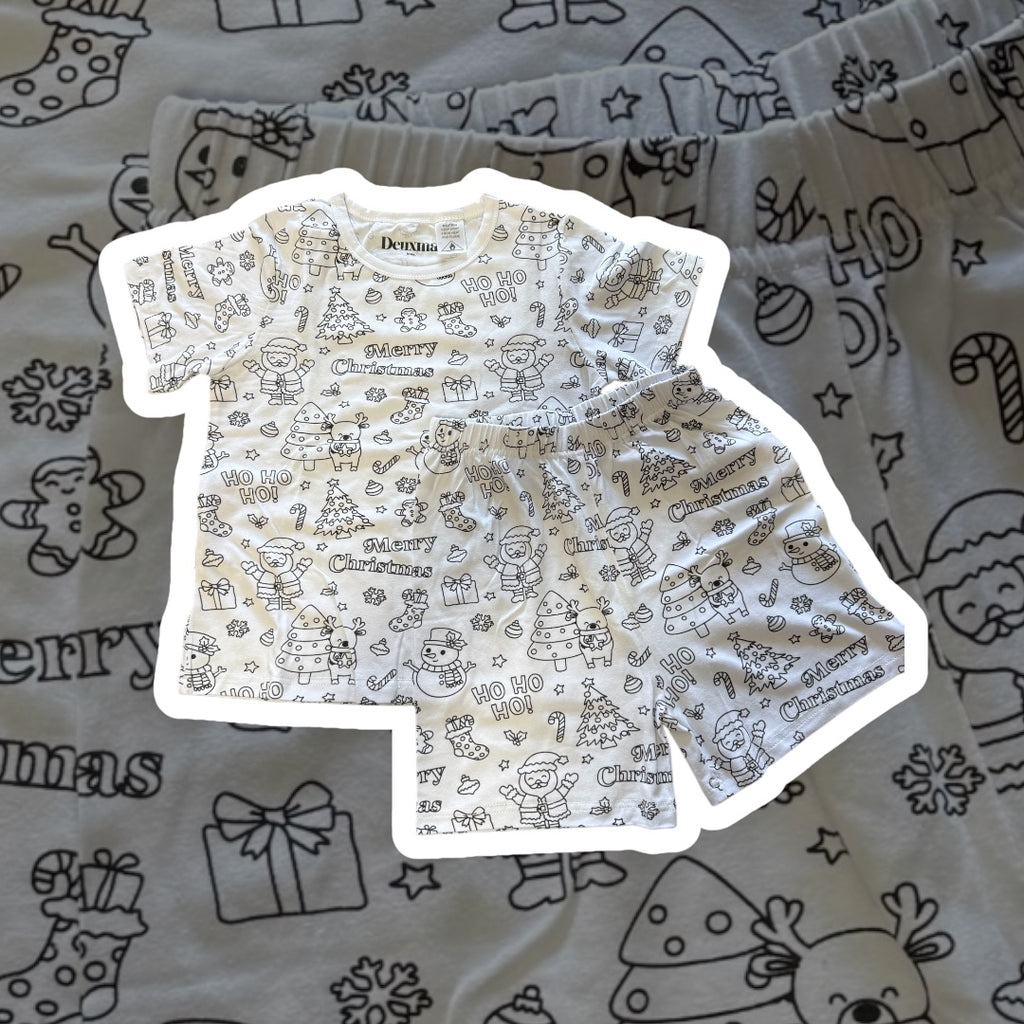 Colour Me In Christmas Fun Shorts and Tshirt  Ho Ho Merry Christmas
